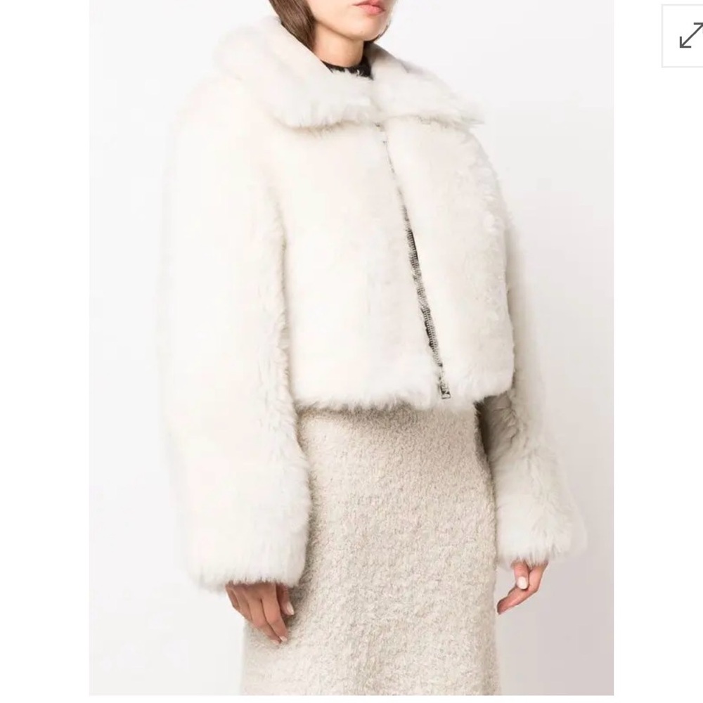 Shoreditch Ski Club Tilly Shearling Cropped Jacket | Ivory | Luxury Outerwear — image 3 of 7
